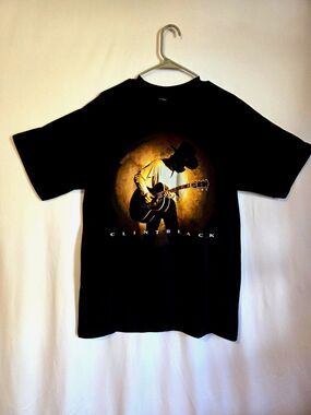 Clint Black Graphic T-Shirt XL Black Country Music Tee Giant Tag